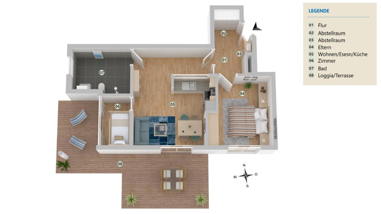 Seeblick Nordlicht, Exklusive Wohnung Mit Terrasse Вангероге Екстер'єр фото